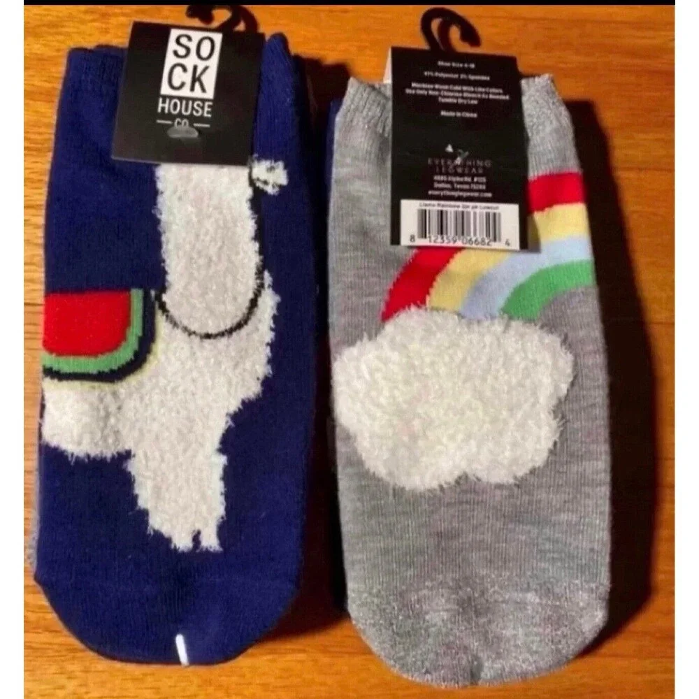Llama Rainbow Low Cut Socks 2 Pack Size 4-10 NWT